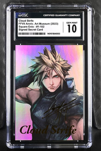 Cloud Strife #1-102 FFVII Anniv. Art Museum Signed Secret Card CGC 10
