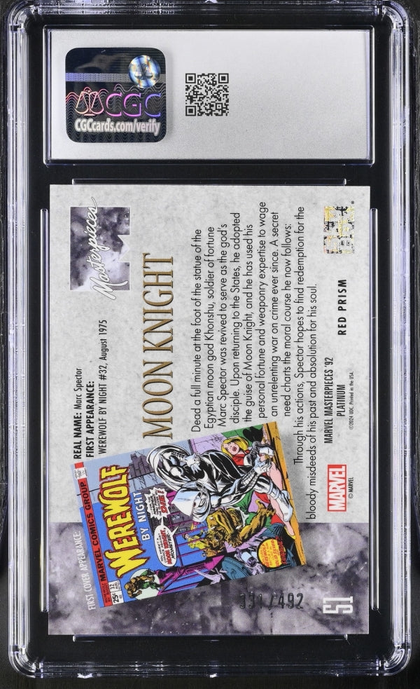 Moon Knight #51 Marvel Masterpieces '92 Red Prism CGC 10