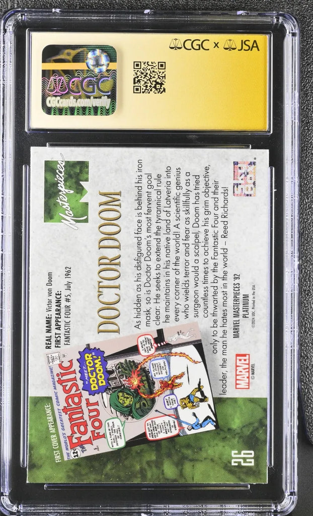 Dr. Doom Marvel Masterpieces '92 #26 CGC Signature Series Signed by Joe Jusko
