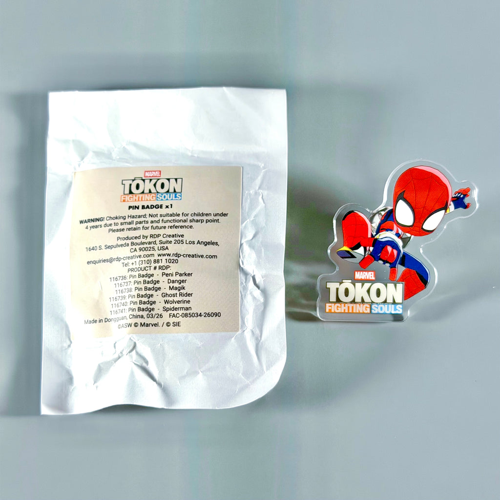 Tokon Fighting Souls Spider-Man Limited Time Pin Badge SDCC 2026