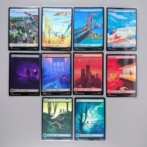 Magic Marvel Basic Lands Complete Set of 10 - Full Art Land (Foil)