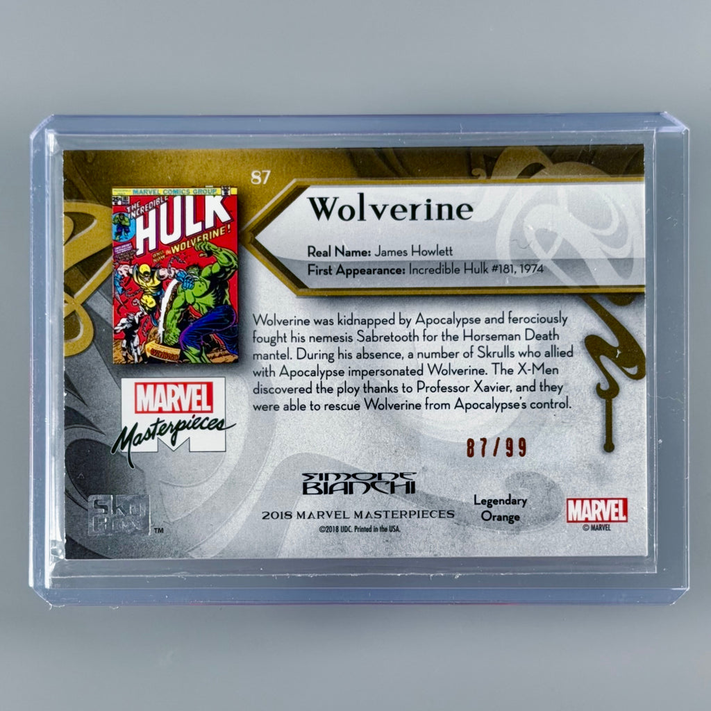 2018 Marvel Masterpieces Wolverine 87 Legendary Orange