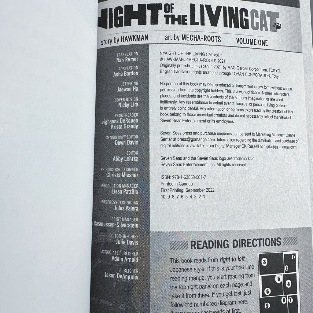 Night of the Living Cat Volume 1- Manga