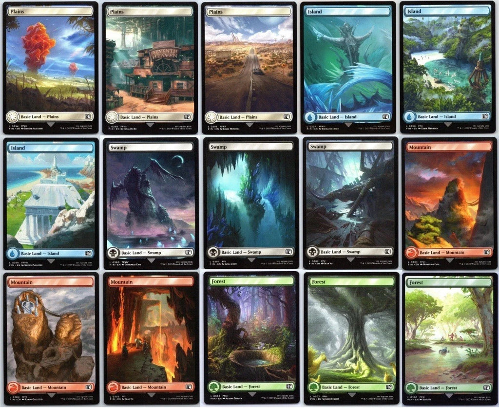 Magic Final Fantasy Basic Lands Complete Set of 15 - Full Art Land