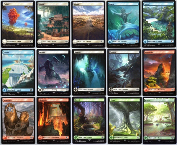 Magic Final Fantasy Basic Lands Complete Set of 15 - Full Art Land