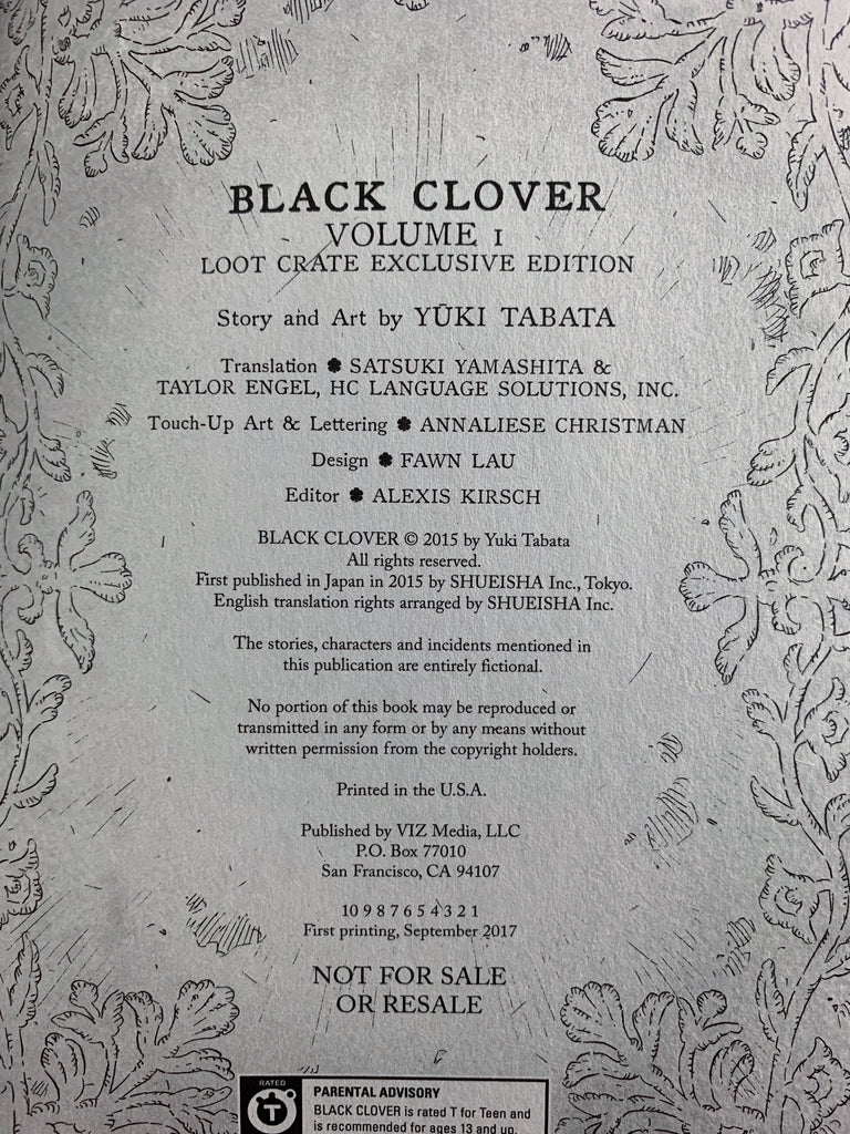 Black Clover Volume 1 - Manga - Loot Crate variant
