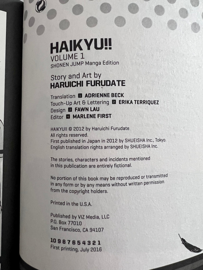 Haikyu Volume 1 - Manga